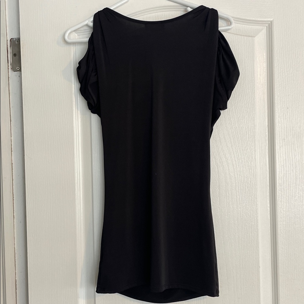 Bebe Black Draped Off-Shoulder Top - Picture 3 of 3